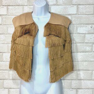 Robert Rodriguez Fringe Cropped‎ Western Vest Sz 8 Rodeo Cowgirl Ranch Statement